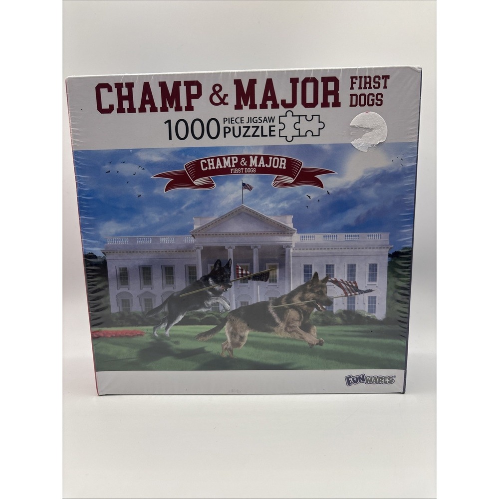 Funwares "Champ & Major First Dogs" 1000 Piece Puzzle with BONUS Poster